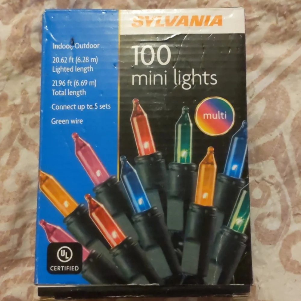 Set Bundle of 2 SYLVANIA Mini Christmas Tree 100 Mini Lights Each, Multicolor